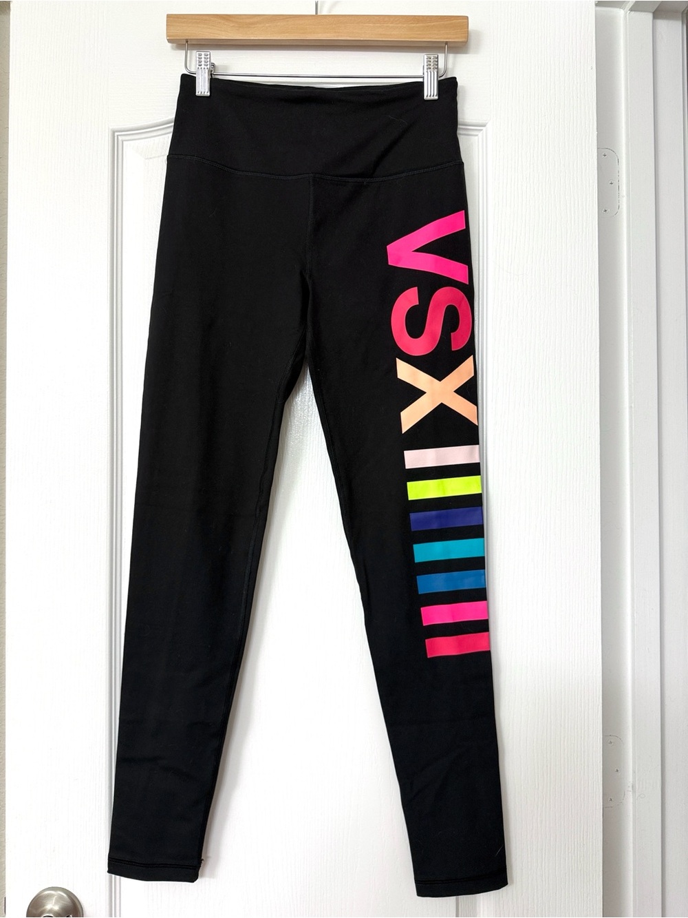 Victoria's Secret • Black Athletic Athleisure Leggings with Multicolor VSX Logo